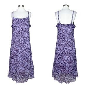 Vintage | 90s Believe Purple Lavender Floral Spaghetti Strap Y2K Midi Dress 16